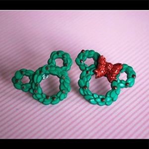 Mickey and Minnie Mouse Christmas Earrings